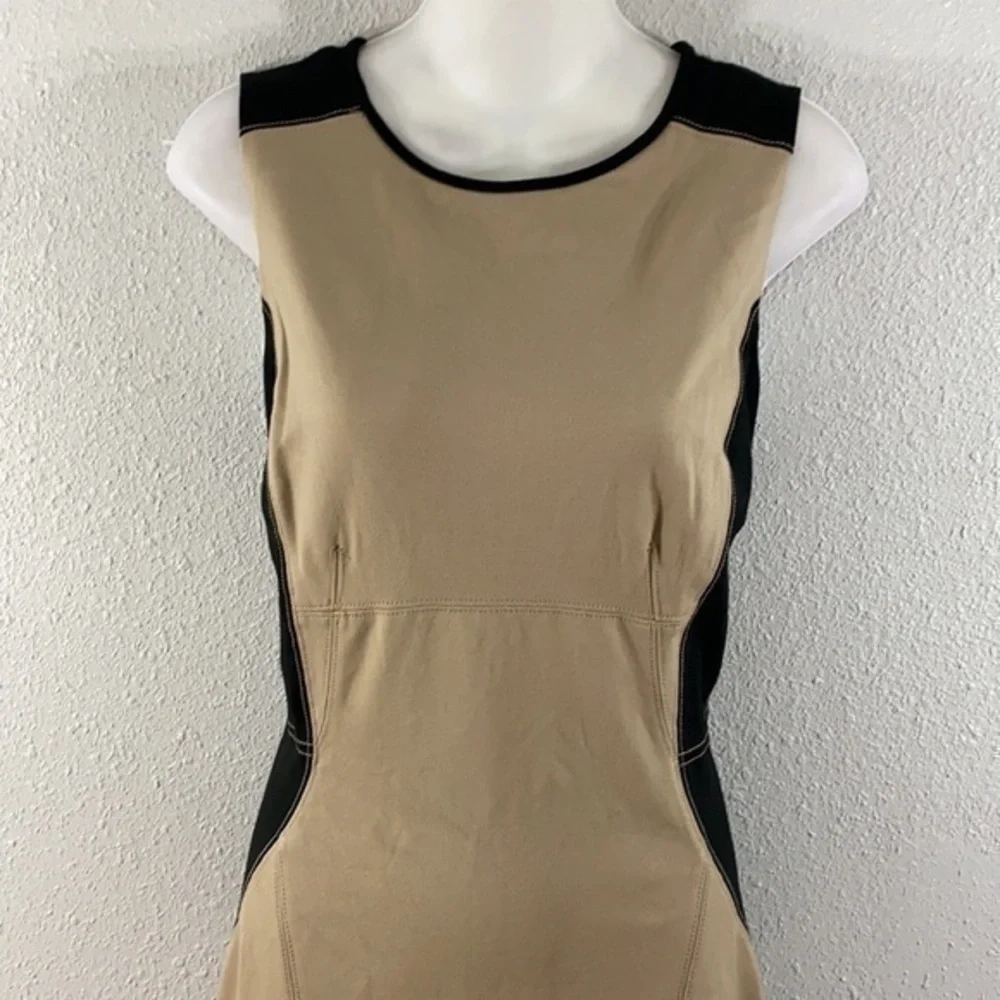 Ann Taylor tan black sleeveless flare dress W27